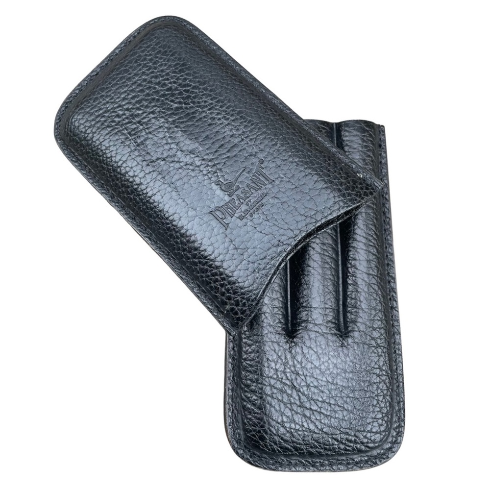 Pheasant Black Leather 3 Cigar Pocket Case R D Gomez Spain